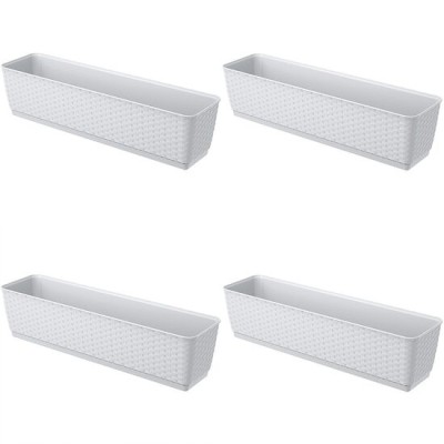 Set 4 jardiniere decorative, Prosperplast, imitatie ratan, alb, 59x15.4x14.2 cm GartenVIP DiyLine foto