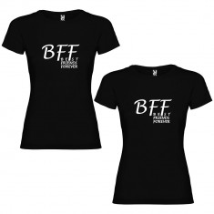 Set 2 Tricouri cuplu BFF Best Friends Forever, negru/alb foto