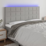 Cumpara ieftin Tăblie de pat cu LED, gri deschis, 160x5x118/128 cm, textil