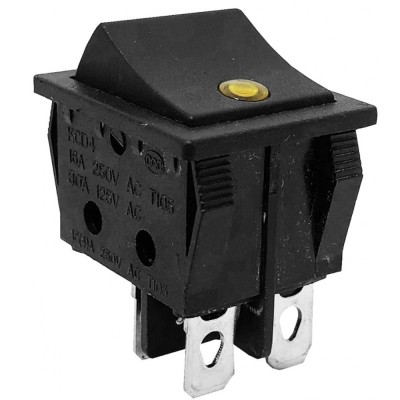 Intrerupator dublu, ON-OFF, 15A, 250V, cu bec, portocaliu, 34x31x25mm, 170623 foto