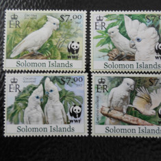 Solomon Islands-Fauna wwf,pasari,papagali-serie completa,nestampilate MNH