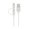 Cablu Date si Incarcare USB la Lightning - USB la MicroUSB Forever MFi, 2in1, 2A, 1m, Alb