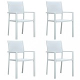 Set 4 Scaune Gradina vidaXL, Plastic Aspect Ratan, Alb, 58.5x53.5x88.5 cm, Rezistent Intemperii