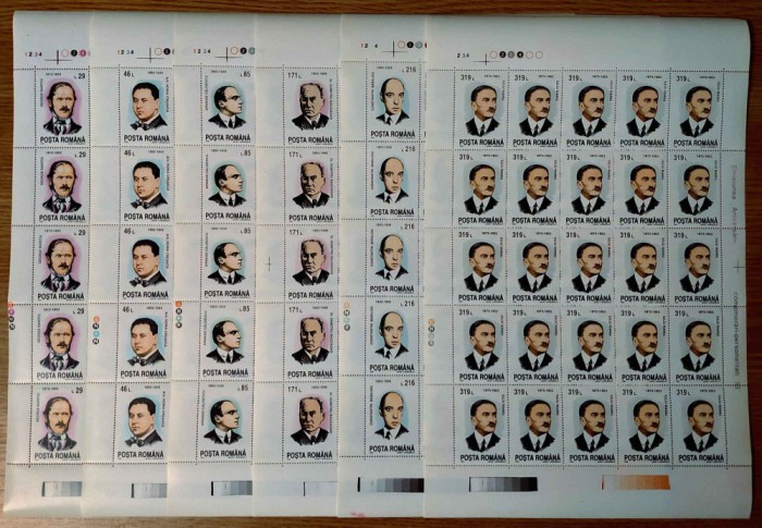 ✅ RO 1993 , LP 1325 ,&quot;Aniversari-Comemorari-Personalitati &quot; , coli de 5x5 , MNH