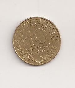 Moneda Franta - 10 Centimes 1991 foto