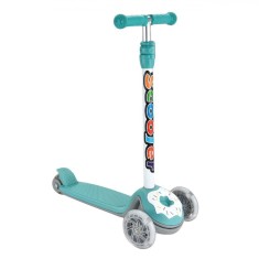 Trotinetă Copii, Maxi, 3D Donut, Verde Marin, Roti LED, Fr&acirc;nă Spate, Ghidon Reglabil, 57x28x85cm