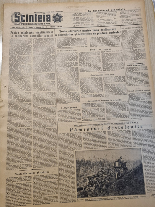 scanteia 27 octombrie 1954-art. oradea,constanta,cluj,lacul razelm tulcea,galati