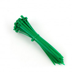 Set 100 bride din plastic, 4 x 150mm, cu autoblocare, tip colier, pentru fixare si legare, verde