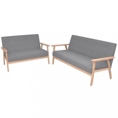 vidaXL Set canapele 2 piese Textil Gri deschis foto
