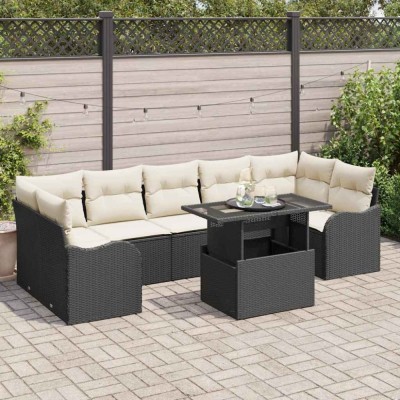 vidaXL Set de canapele pentru grădină 8 pcs Negru 100 x 55 x 73 cm 3357150 foto