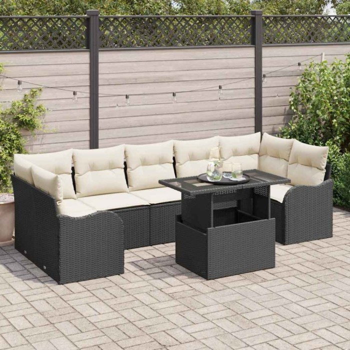 vidaXL Set de canapele pentru grădină 8 pcs Negru 100 x 55 x 73 cm 3357150