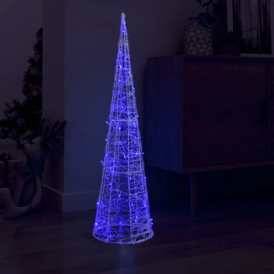 Piramidă decorativă con de lumini cu LED albastru 120 cm acril foto