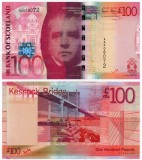 SCOTIA █ bancnota █ 100 Pounds █ 2007 █ P-128a █ Bank of Scotland █ AA008072 UNC