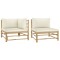 Gossi set mobilier de gradina cu perne alb crem, 2 piese, bambus