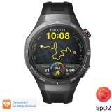 Smartwatch Huawei Watch GT 5 Pro, 46MM, Tarnish Titanium Case, Black Fluoroelastomer Strap