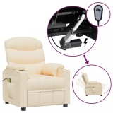 VidaXL Fotoliu de masaj electric rabatabil, crem, textil