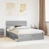 vidaXL Cadru de pat Gri Sonoma 150 x 200 cm Lemn de pin masiv 3410997