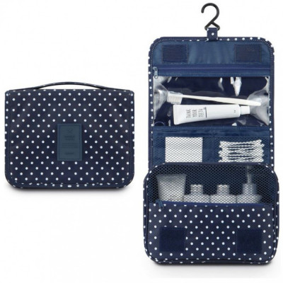 Organizator geanta pentru cosmetice, TRAVEL, 24x21cm, Albastru cu Alb foto