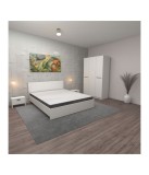 Dormitor Hera, 4 Piese, Pat , 2Noptiere, Dulap, Culoare Alb 140x200cm