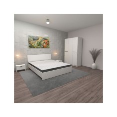 Dormitor Hera, 4 Piese, Pat , 2Noptiere, Dulap, Culoare Alb 180x200cm