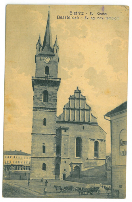 863 - BISTRITA, Evanghelical Church Market, Romania - old postcard - used - 1918