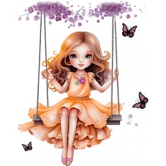 Sticker decorativ, Mica Printesa, Portocaliu, 75 cm, 1292STK-1