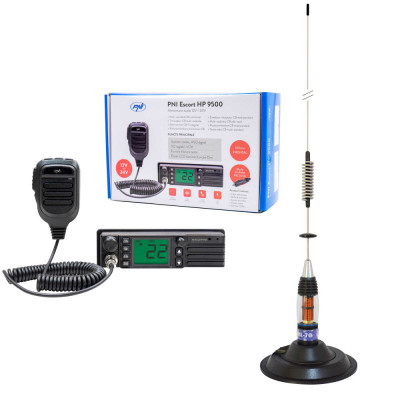Pachet Statie radio CB PNI Escort HP 9500, ASQ, 12-24V + Antena CB PNI ML70, 70 cm cu baza magnetica 145 mm inclusa foto