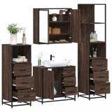 Gossi set de mobilier de baie din 4 piese din lemn de stejar maro