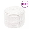 Fr&acirc;nghie de barcă, alb complet, 12 mm, 100 m, polipropilenă