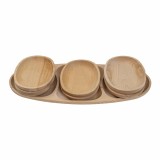 Set 7 platouri ovale din lemn de fag, compartimentat, 60x28x2.5cm / EXT 6172