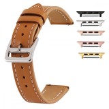 Curea piele, compatibila Apple Watch 9|8|7|6|5|4|3|2|1 Series, 41mm|40mm|38mm, Camel Brown