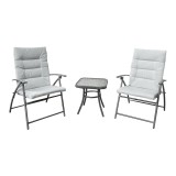 Cumpara ieftin Set mobilier gradina Mobikon Gri Tesatura/Metal 3 piese, Masa 45x45x45 cm, Scaun 60x63x83/91 cm