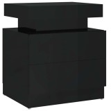 Cumpara ieftin Noptiera, negru extralucios, 45x35x52 cm, lemn prelucrat