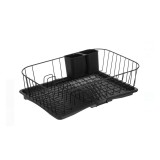 Uscator vase metalic cu sistem de scurgere, 45 x 30.5 x 14 cm, Negru, General
