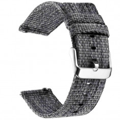 Curea material textil, compatibila cu Fitbit Versa, Telescoape QR, 22mm, Grainsboro Gray
