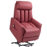 HOMCOM Fotoliu Electric cu Ridicare, Reclinabil la 145&deg; din Piele Ecologică PU cu Telecomandă, 80x94x104 cm, Roșu | Aosom Romania