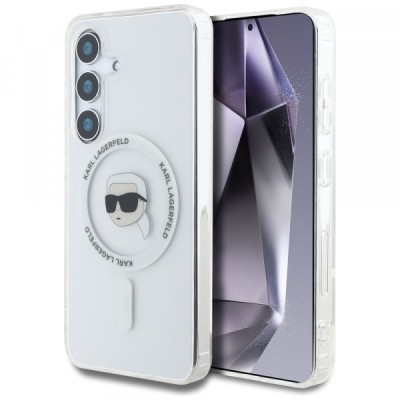 Husa MagSafe pentru Samsung Galaxy S25 S931, Karl Lagerfeld, IML Karl&amp;#039;s Head, Alba foto