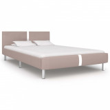 Cadru de pat, cappuccino, 140 x 200 cm, piele ecologică, Cires, Dublu, Cu polite semirotunde, vidaXL