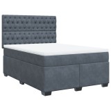 Cumpara ieftin Pat box spring cu saltea, gri inchis, 140x200 cm, catifea