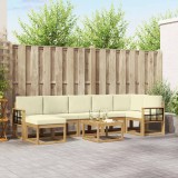vidaXL Set de canapele de exterior 8 pcs Alb și crem Poliester 3387989