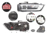 Far Audi Q3 (8u), 06.2011-02.2015, fata, Dreapta, bi-xenon; cu LED daytime running light; D3S+LED+PWY24W; electric; fara LED controlling unit; cu mot