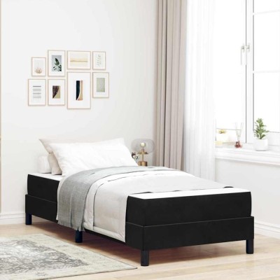 vidaXL Pat boxspring cu saltea cu saltea Negru 90 x 190 cm Catifea 3398661 foto