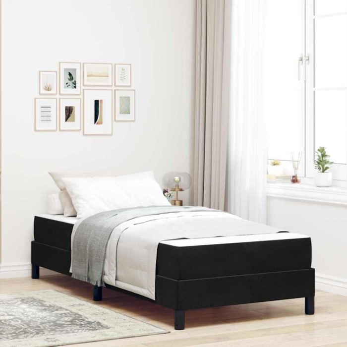 vidaXL Pat boxspring cu saltea cu saltea Negru 90 x 190 cm Catifea 3398661