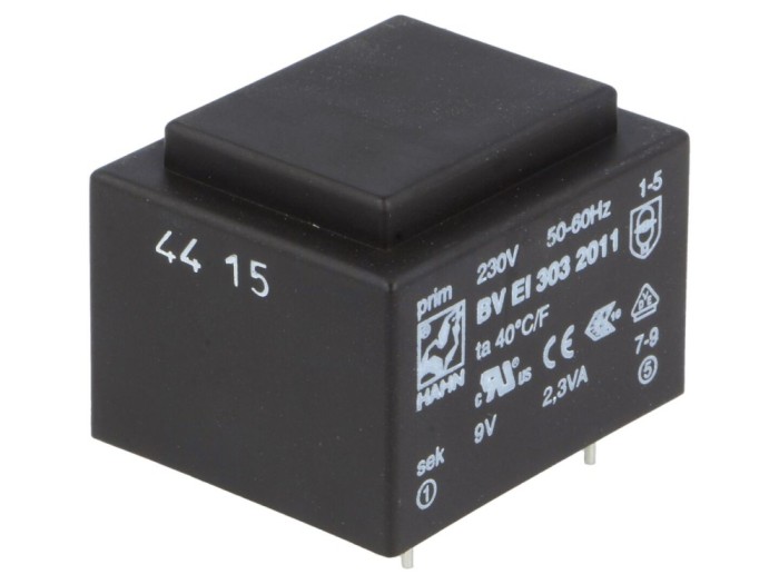 Transformator PCB &icirc;ncapsulat 2,3VA 230V 9V