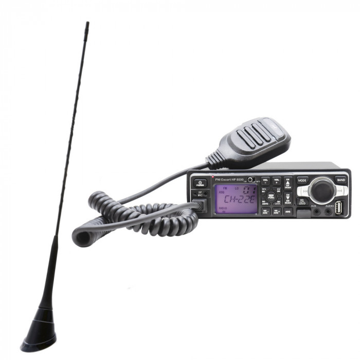 Pachet Statie radio CB si MP3 player PNI Escort HP 8500 ASQ si Antena CB PNI Duplex 2000 CB-FM