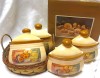 SET 4 DOZE CONDIMENTE DIN CERAMICA GLAZURATA KASEMI IN COS IMPLETIT