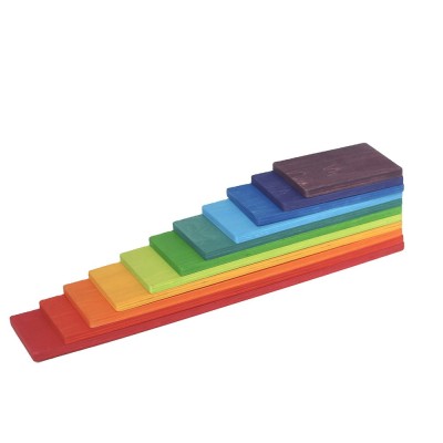 Jucărie de construcție Montessori din lemn cu model curcubeu foto