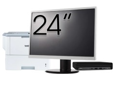 Pachet Calculator Second Hand HP ProDesk 400 G6 Mini, Intel Core i5-10500T 2.30 - 3.80GHz, 8GB DDR4, 256GB SSD + Monitor 24&amp;quot; &amp; Imprimanta Brother