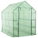 VidaXL Seră &icirc;naltă cu 12 rafturi, 143 x 214 x 196 cm, oțel