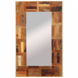 Oglindă de perete, 50 x 80 cm, lemn masiv reciclat
